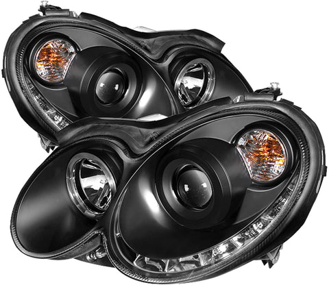 Spyder 5038029 Mercedes Benz CLK 03-09 Projector Headlights - Halogen Model Only (Not Compatible With Xenon/HID Model) - LED Halo - DRL - Chrome - High H1 (Included) - Low H7 (Included)