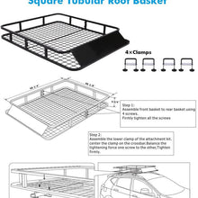 SUR-SOUL 48" x 40" Universal Roof Rack Car Top Cargo Basket，Cargo Car Top Luggage Carrier Basket，Roof Rack for Truck，Maximum Load for Basket: 250lbs