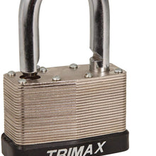 Trimax TLM2150 Dual Locking 65mm Solid Steel Laminated Padlock with 1.5" x 7/16" Dia. Shackle