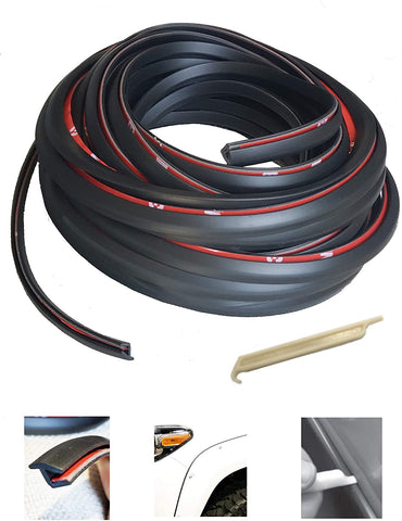 KING FENDER FLARES Edge Trim Rubber Gasket WELTING T-Style 30' FEET - with Alignment Tool for CAR and Truck Wheel Wells - Double Edge - Length 30’ FEET - Automotive Adhesive 3M Tape Bonds to Flare