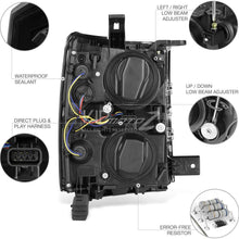 VIPMOTOZ Neon Tube Projector Headlight Assembly For 2014-2015 Chevy Silverado 1500 - Matte Black Housing, Smoke Lens, Driver and Passenger Side