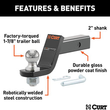 CURT 45055 Trailer Hitch Mount with 1-7/8-Inch Ball & Pin, Fits 2-Inch Receiver, 3,500 lbs, 4-Inch Drop
