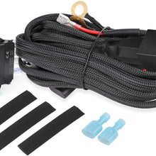 Auto Power Plus Light Bar Wiring Harness w/ 5 Pin Rocker Switch 300W 12V 30A Fuse Relay Universal Nylon 2 Lead Wiring Harness Kit for Work Light Off Road Driving Fog Lights for Boat Trucks ATV UTV
