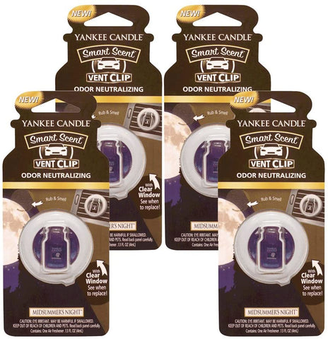 Yankee Candle Car Freshener Smart-Scent Vent Clips, 4-Pack (Midsummer's Night)