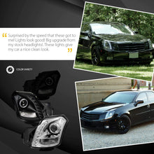 Autozensation For Cadillac CTS Black Halo Projector LED Headlights Pair