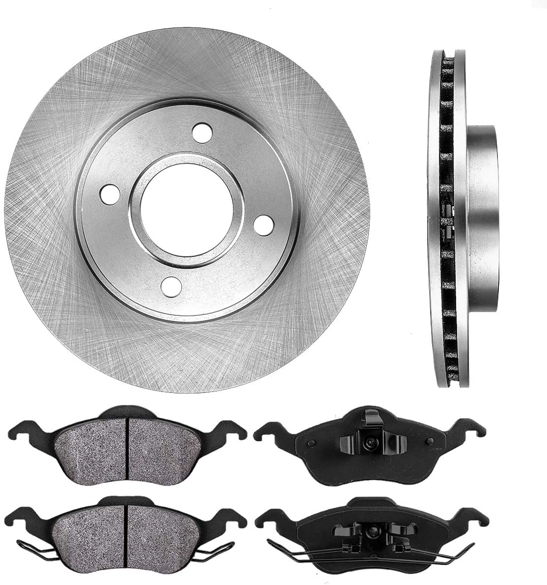 CRK11148 FRONT 258 mm Premium OE 4 Lug [2] Brake Disc Rotors + [4] Metallic Brake Pads
