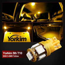 Yorkim 194 LED Bulbs Amber 6000k Ultra Bright 7th Generation Universal Fit T10 LED Bulbs Amber, 168 LED Bulb Amber, 2825 LED Bulb, W5W LED Bulb, 194 Yellow LED Interior Light for Car, Pack of 10