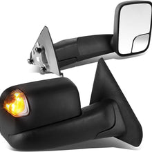 Pair Black Manual Flip Up Folding w/Smoked LED Turn Signal Lights Tow Mirrors Replacement for Dodge Ram Truck 02-09