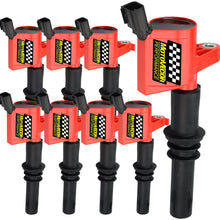 High Performance DG511 Ignition Coil 8 Pack Straight Boot 15% More Energy for Ford F150 F250 F350 F-150 Lincoln Mercury MUSTANG V8 V10 4.6l 5.4l 6.8l Compatible with DG511 C1541 FD508-Upgrade (Red)