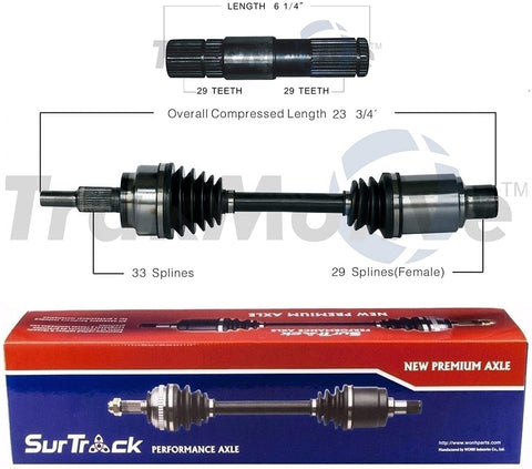 SurTrack Set of Front Driver Left CV Axle & Intermediate Shafts For Ram 1500 4WD