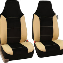 FH Group FH-FB103115 Leather/Velour High Back Car Seat Covers Beige/Tan (Full Set Airbag Ready and Split Rear Bench) FH1002 Non-Slip Dash Grip Pad-Fit Most Car, Truck, SUV, or Van