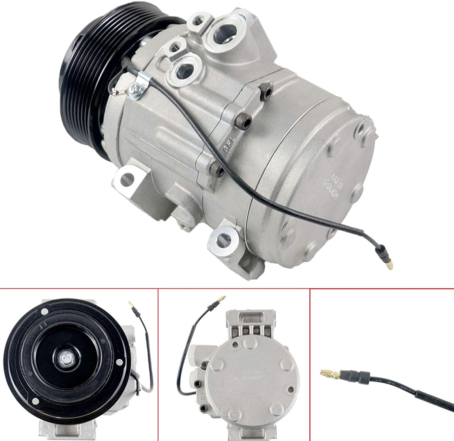 A/C AC Compressor Compatible with Toyota Tacoma 2.7L L4 4.0L V6 SP15, Replace# 88320-04060, 88310-04201-A GELUOXI