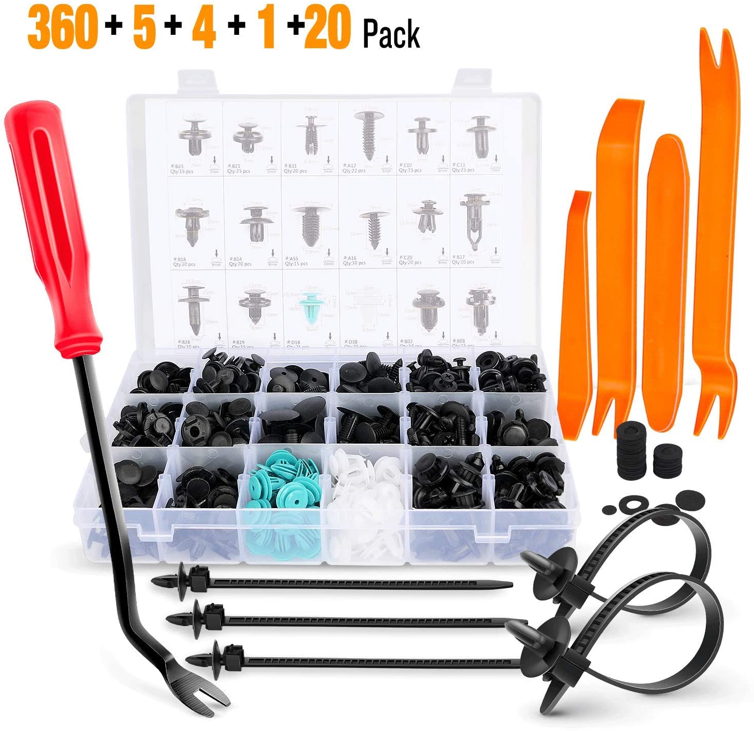 GOOACC Push Bumper Fastener Rivet Clips with 18 Most Popular Sizes Auto Push Pin Rivets for Benz, BMW, Toyota, Honda, Subaru, Nissan, Mazda etc