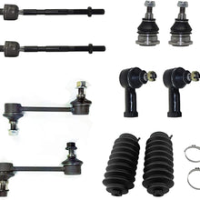 Detroit Axle - 10pc Front Upper Ball Joints, Sway Bar Links, Inner and Outer Tie Rods w/Rack Boots Replacement for 95-00 Sebring Coupe - [95-00 Dodge Avenger] - 95-99 Mitsubishi Eclipse