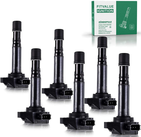 High Power Ignition Coil Pack of 6. Easy and Secure Fitting Parts, Compatible With Honda Odyssey, Pilot, Accord, Ridgeline, and Acura MDX, RL, TL, CL, and Saturn Vue. With 3.0l, 3.2l, and V6 Engines.