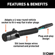 CURT 57224 4-Pin Round Vehicle-Side to 4-Way Trailer Wiring Adapter