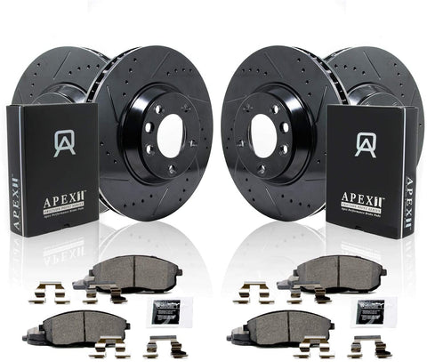 Apex One FRONT AND REAR Performance Series Rotors with Friction Point Ceramic Brake Pads EN03573