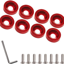 Travay 8 Pcs M6 Bolt Screw Accessories Billet Aluminum Fender Washer Engine Bay Dress Up Kit and Lisence Plate Decor Bolts - Red