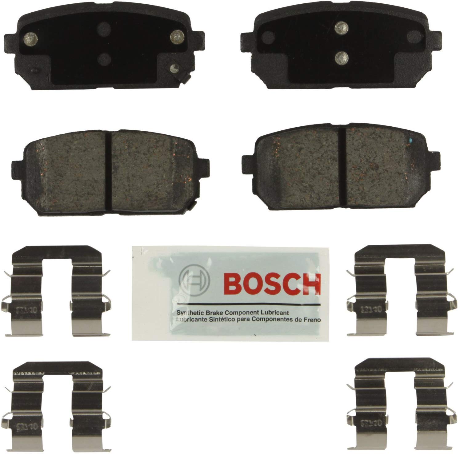 Bosch BE1296H Blue Disc Brake Pad Set with Hardware for 2007-12 Kia Rondo Vehicles - REAR