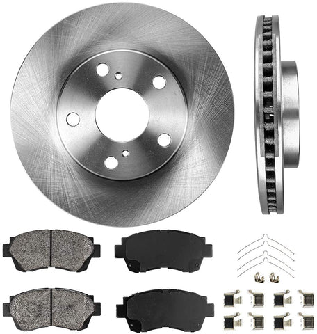 CRK11216 FRONT 274.5 mm Premium OE 5 Lug [2] Brake Disc Rotors + [4] Ceramic Brake Pads + Clips