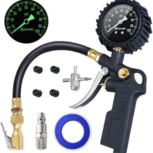 AstroAI Tire Inflator with Pressure Gauge, 100 PSI Air Chuck and Compressor Accessories Heavy Duty with Large 2.5" Easy Read Glow Dial, Durable Rubber Hose and Quick Connect Coupler