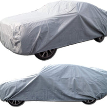 Tuningpros SFC-S4 Semi-Custom Fit Grey Waterproof Rain Barrier Non-Woven Fabric Car Cover, Fit up to Size 189.8" x 70.1"