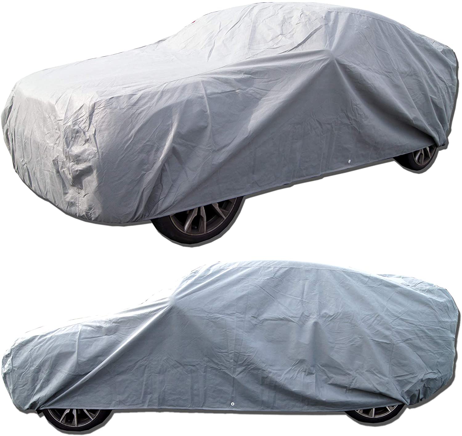 Tuningpros CC-U4 Multiple Layers Non-Woven Fabric Car Cover Waterproof Rain Barrier Fit up to Size 189.8