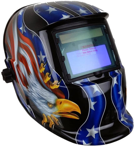Instapark ADF Series GX-500S Solar Powered Auto Darkening Welding Helmet with Adjustable Shade Range #9 - #13 (American Eagle)