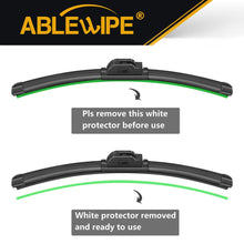 ABLEWIPE Windshield wiper baldes Front Window Bracketless U J Hook 24" + 19" Inch Beam Wiper Blades Model 19F28-2 (set of 2)