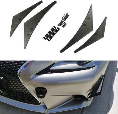 iJDMTOY 4pcs Black Front Bumper Canard, Body Diffuser Fins, Universal Fit For Any Car