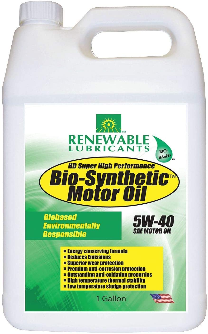 Renewable Lubricants Engine Oil, Bio-Synthetic, 1 Gal., 5W40 - 85253
