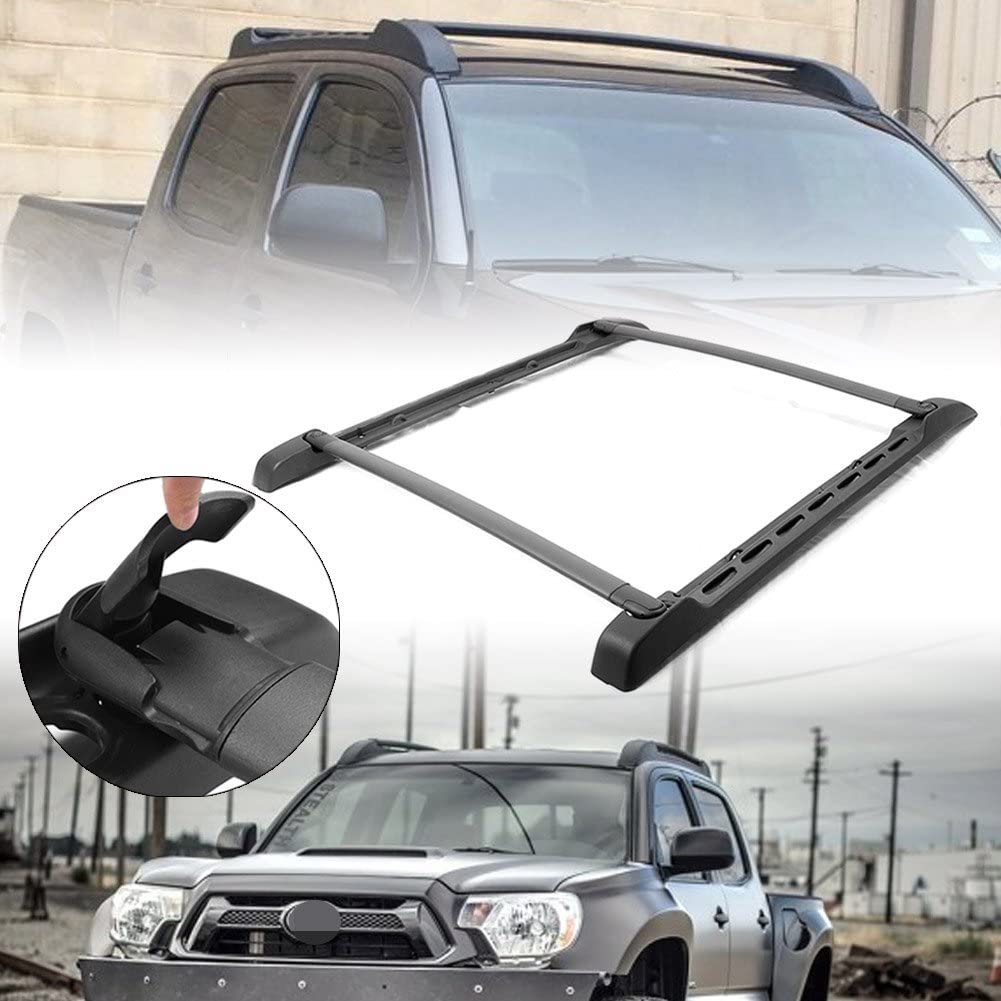 Newsmarts 1 Set Cross Bar Roof Rack Side Rail Luggage Racks Maximum 125 lbs Capacity Load for Toyota Tacoma Double Cab 2005 2016 2017 2018 2019 2020