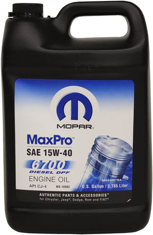 Genuine Chrysler Accessories (68024967MA) SAE 15W-40 HD+ Mopar Engine Oil - 1 Gallon Jug
