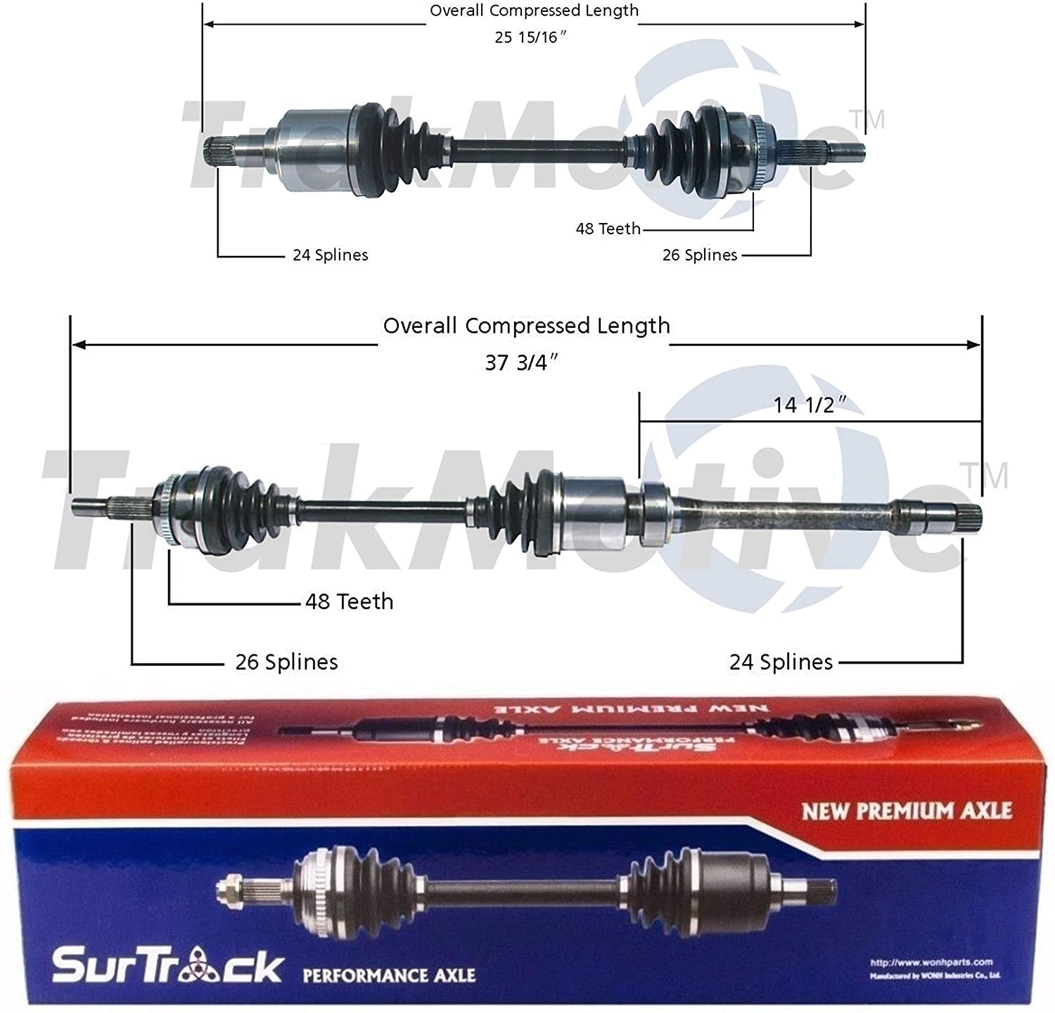 SurTrack Pair Set of 2 Front CV Axle Shafts For Camry Highlander Solara 2.4L FWD