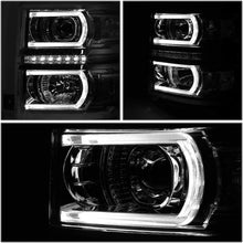 For Chevy Silverado 1500 Pair LED DRL+U Tube Bar Projector Headlight/Lamp Smoked/Clear