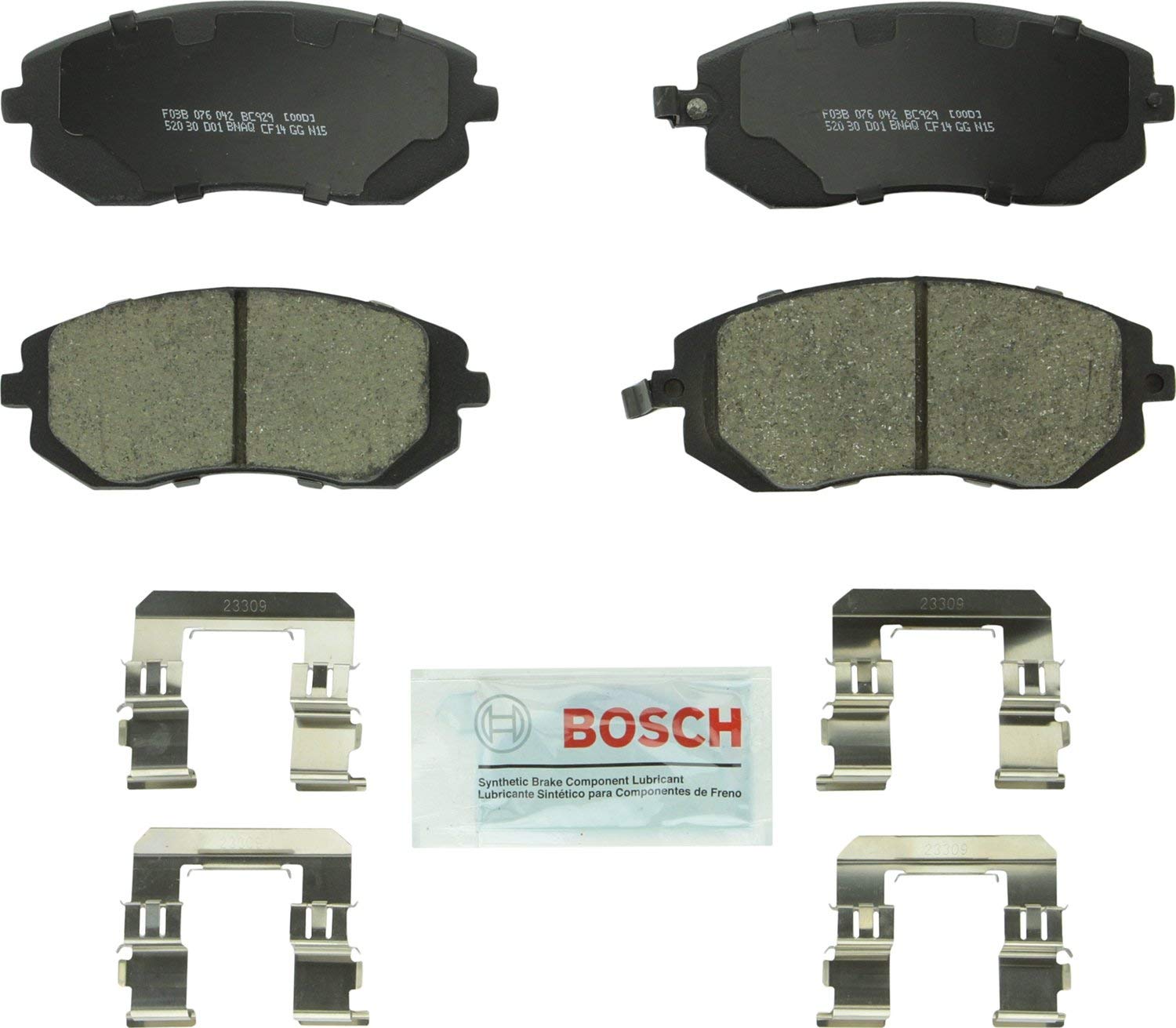 Bosch BC929 QuietCast Premium Ceramic Disc Brake Pad Set For: Saab 9-2X; Subaru Baja, Forester, Impreza, Legacy, Outback, WRX, Front