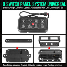 8 Gang Switch Panel, DJI 4X4 On-Off LED Car Switch Panel Circuit Control Relay System Box Universal Slim Touch Panel with Harness and Label Stickers for Truck Boat Jeep ATV UTV Caravan Marine