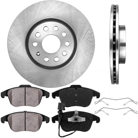 CRK11743 FRONT 312 mm Premium OE 5 Lug [2] Brake Disc Rotors + [4] Ceramic Brake Pads + Clips