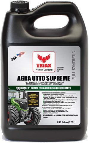 Triax Agra UTTO Supreme - Full Synthetic Tractor Hydraulic, Transmission & Wet Brake Oil, All Season Formulation - Replaces 99% of OEM Tractor Fluids (1 Gallon (Pack of 1))