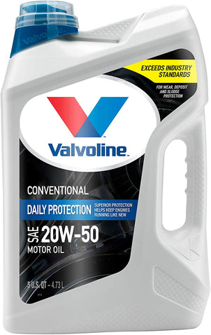 Valvoline Daily Protection SAE 20W-50 Conventional Motor Oil 5 QT, Case of 3