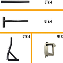 Truck Ladder Rack 800lbs Capacity with (8) Non-Drilling C-Clamps Heavy Duty Extendable Universal Pickup Truck Rack Two-bar Set Matte Black One Pair