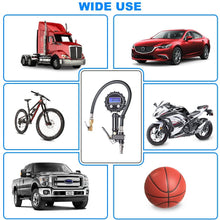 Digital Tire Pressure Gauge MICTUNING Heavy Duty 200 PSI Tire Inflator Air Pressure Gauge with Air Chuck, Valve Extender and Compressor Accessories Black Fits Car Truck Bike Motorcycle