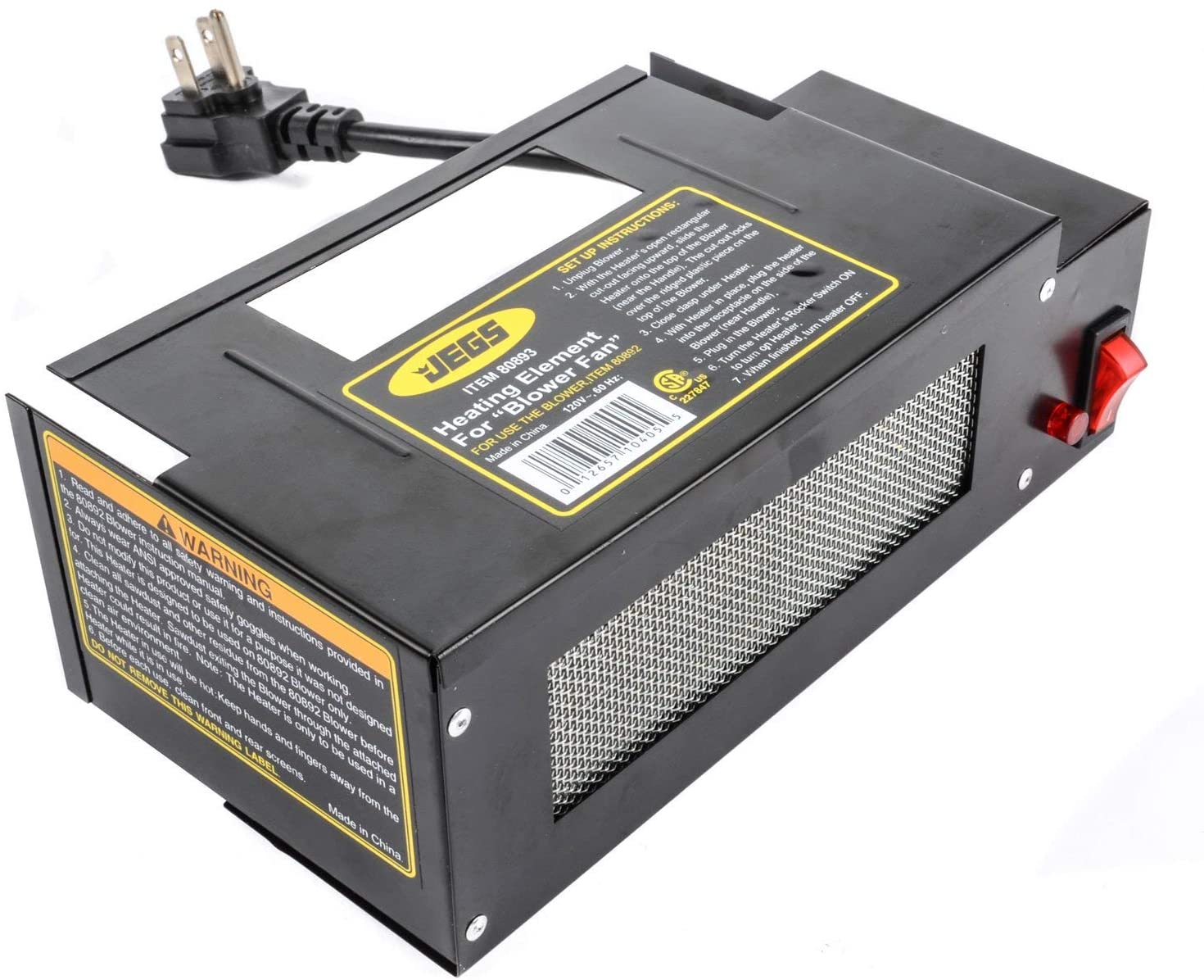 JEGS 80893 Portable Blower Fan Heater Attachment