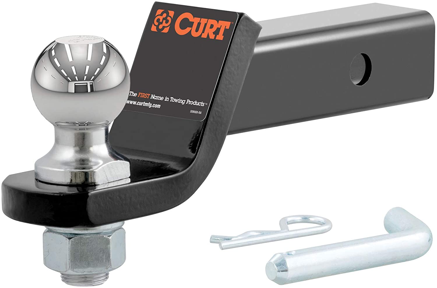 CURT 45036 Trailer Hitch Mount with 2-Inch Ball & Pin, Fits 2-in Receiver, 7,500 lbs, 2