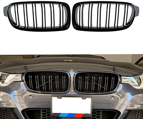 TERUIXI 1 Pair Black 3 Series Kidney Grille for 2012 2013 2014 2015 2016 2017 2018 F30 F31 Front Bumper Grill Gloss