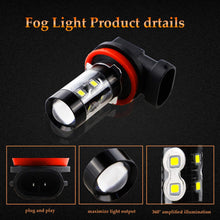 Dantoo 2 x Extremely Bright H11 H8 H16 LED Fog Light Bulbs 6000K 10 SMD LED Bulbs Fog Light Lamp Replacement for DRL or Fog Lights, Xenon White