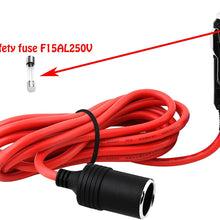 EPAUTO 12V 12' Foot Heavy Duty Extension Cord with Cigarette Lighter Plug Socket