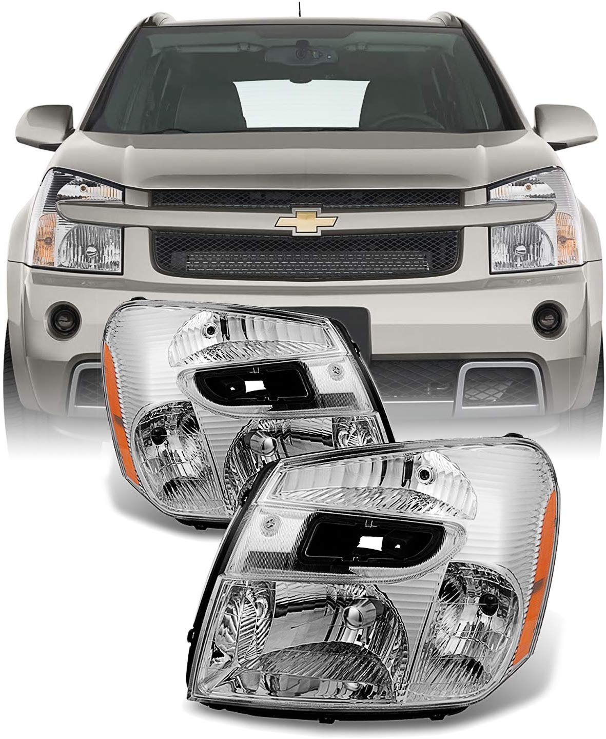 For Chevy Equinox SUV Clear Headlights Headlamps Front Lamps Replacement Left + Right Pair set