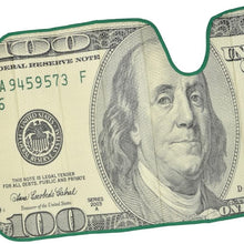 Hundred Dollar Bill Benjamin Franklin Front Windshield Sun Shade - Accordion Folding Auto Sunshade for Car Truck SUV - Blocks UV Rays Sun Visor Protector - Keeps Your Vehicle Cool - 58 x 28 Inch