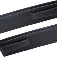 iJDMTOY (2) Black Leather Extra Long Car Side Pocket Organizers, Seat Catcher Holders Compatible With Key, Wallet, Phone, Sunglasses, etc